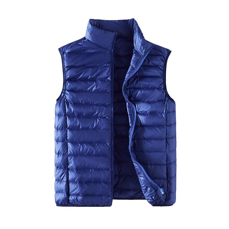 Men's Large Size Lightweight Down Vest - Stand Collar Sleeveless Jacket for Autumn/Winter