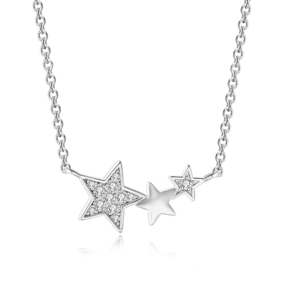 

Three Stars Choker Necklaces for Women Kpop Dainty Gold Color Chain on The Neck Zircon Pendant Female Jewelry Wholesale N368