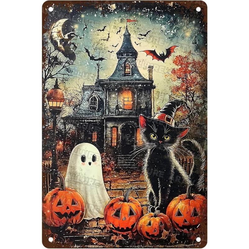 Halloween Metal Wall Sign Spooky Decor 20x30cm