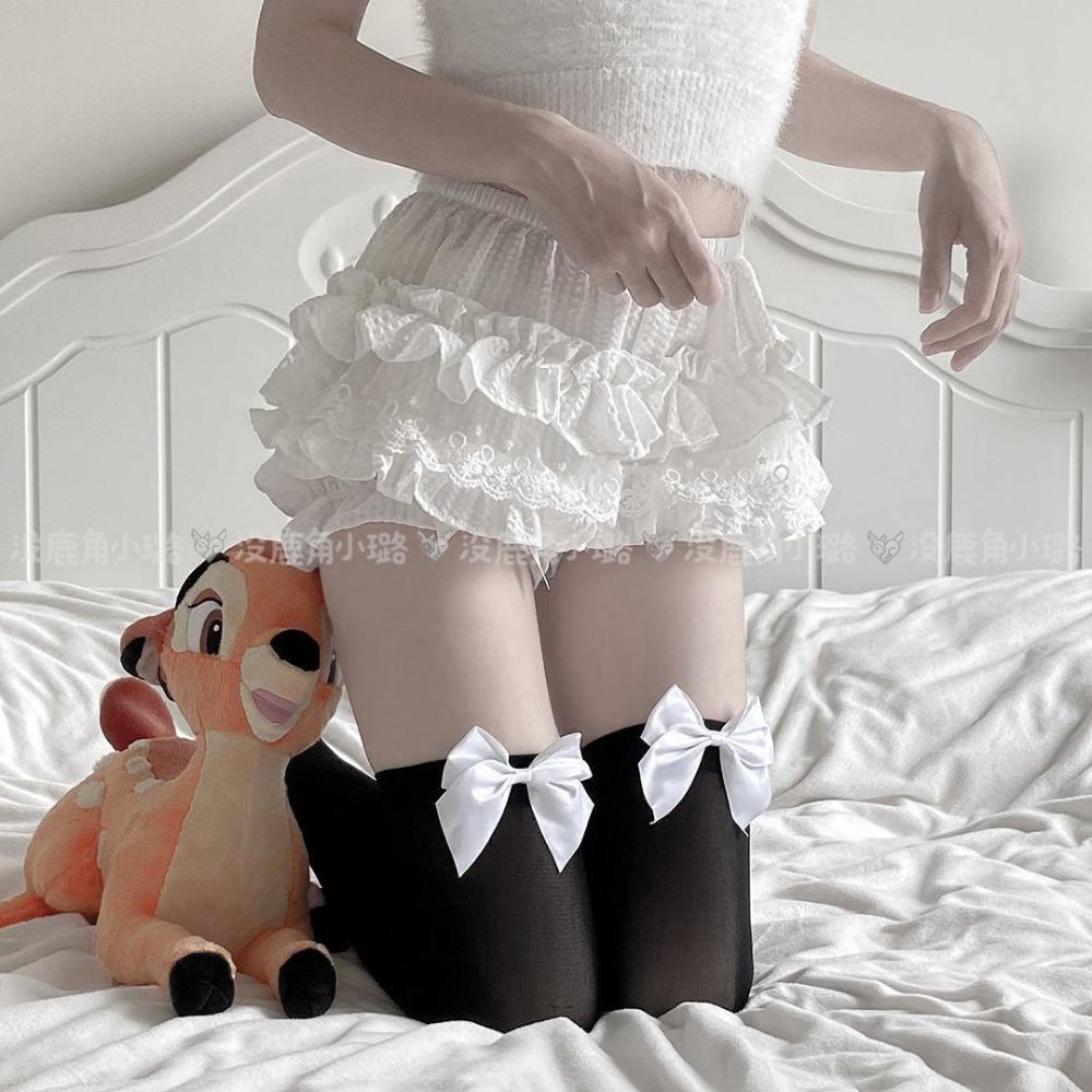 Slim Black Silk Sweet Cute Sexy Knee Socks High Thigh Socks Lolita Bow JK Stockings Women