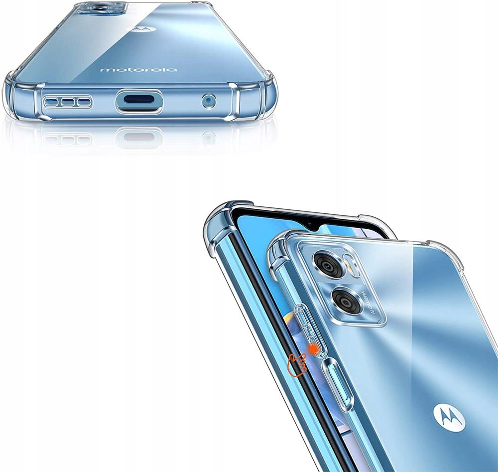 Case for Motorola Moto E22 E22i ANTI-SHOCK COLOURLESS TRANSPARENT + Glass