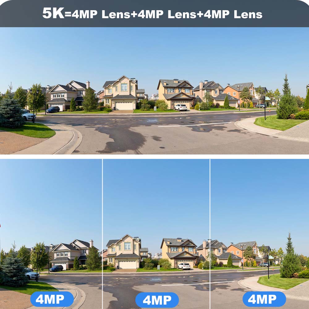 5K 12MP WiFi IP Outdoor 10X Zoom Three Lens Security Human Detection PTZ Video Surveillance Smart Home CCTV Camera