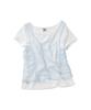 LMR Two-Way Lace Shirred Layered Short Sleeve T-Shirt Ivory / Sky Blue