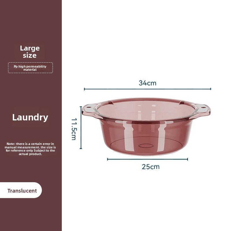 Student Dormitory Laundry Basin - Antibacterial Basin - Household Large-sized Plastic Basin - Double Ear Basin - Thick and Durable