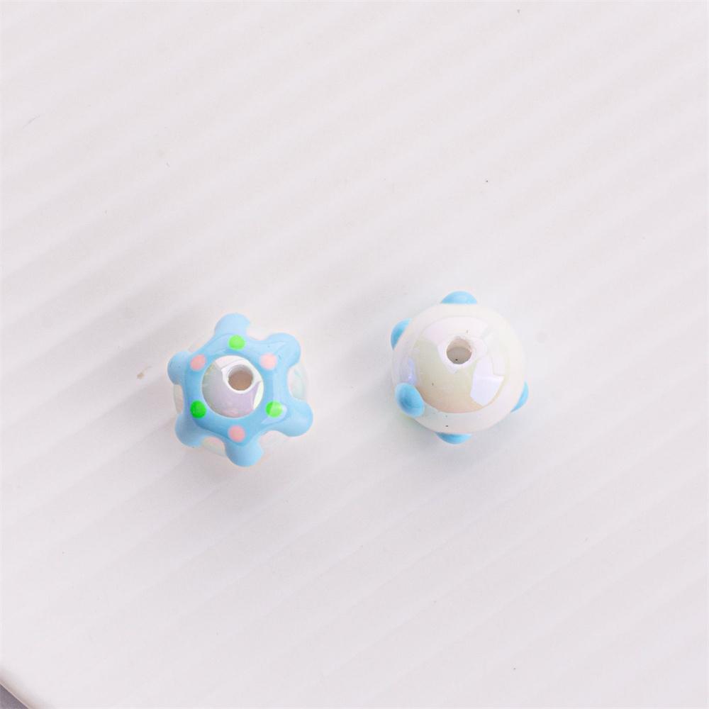 SW18 16mm Cute Creativity Cake Beads Illusion Flower Colored Round Bead Handmade Beaded Mobile Phone Chain Material Bracelet
