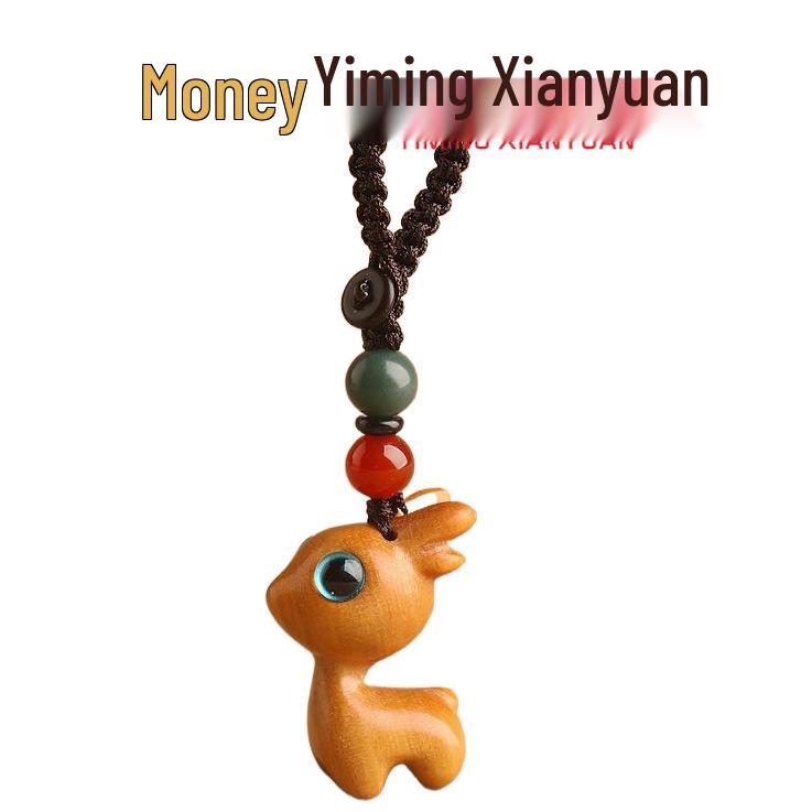Yiming Xianyuan Sandelholz Hirsch Schlüsselanhänger & Handy-Lanyard-Anhänger für Paare