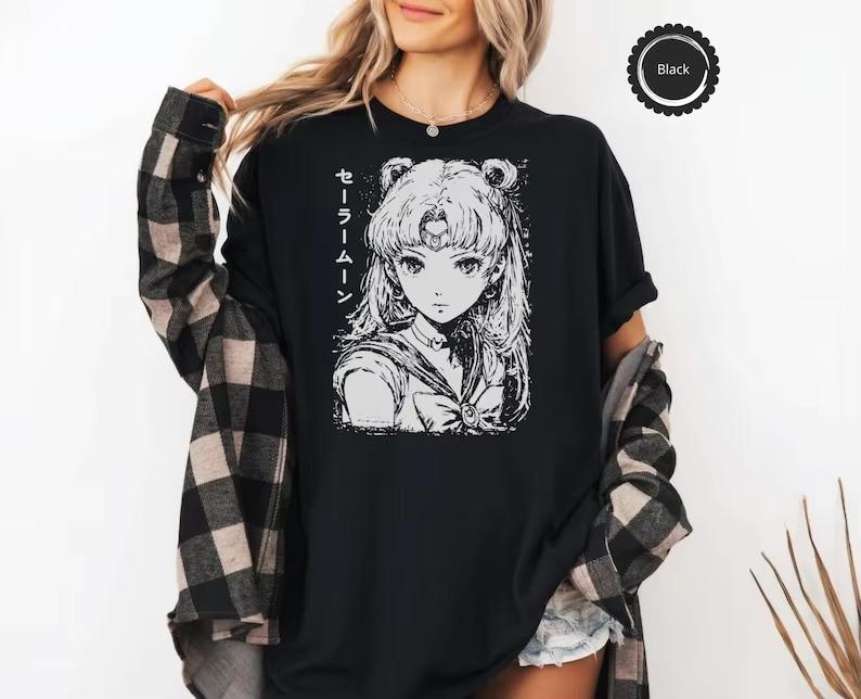 Sailor Moon Retro Jaren 90 Anime Grafisch T-shirt Zomer Katoen Unisex Dames Tee Streetwear Casual Trend Korte Mouw Koppel Hip Hop Top