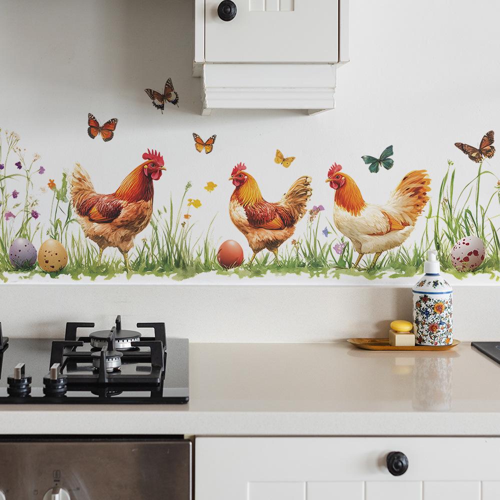 Country-style Rooster Kitchen Dining Room Home Background Beautification and Decoration Wall Stickers