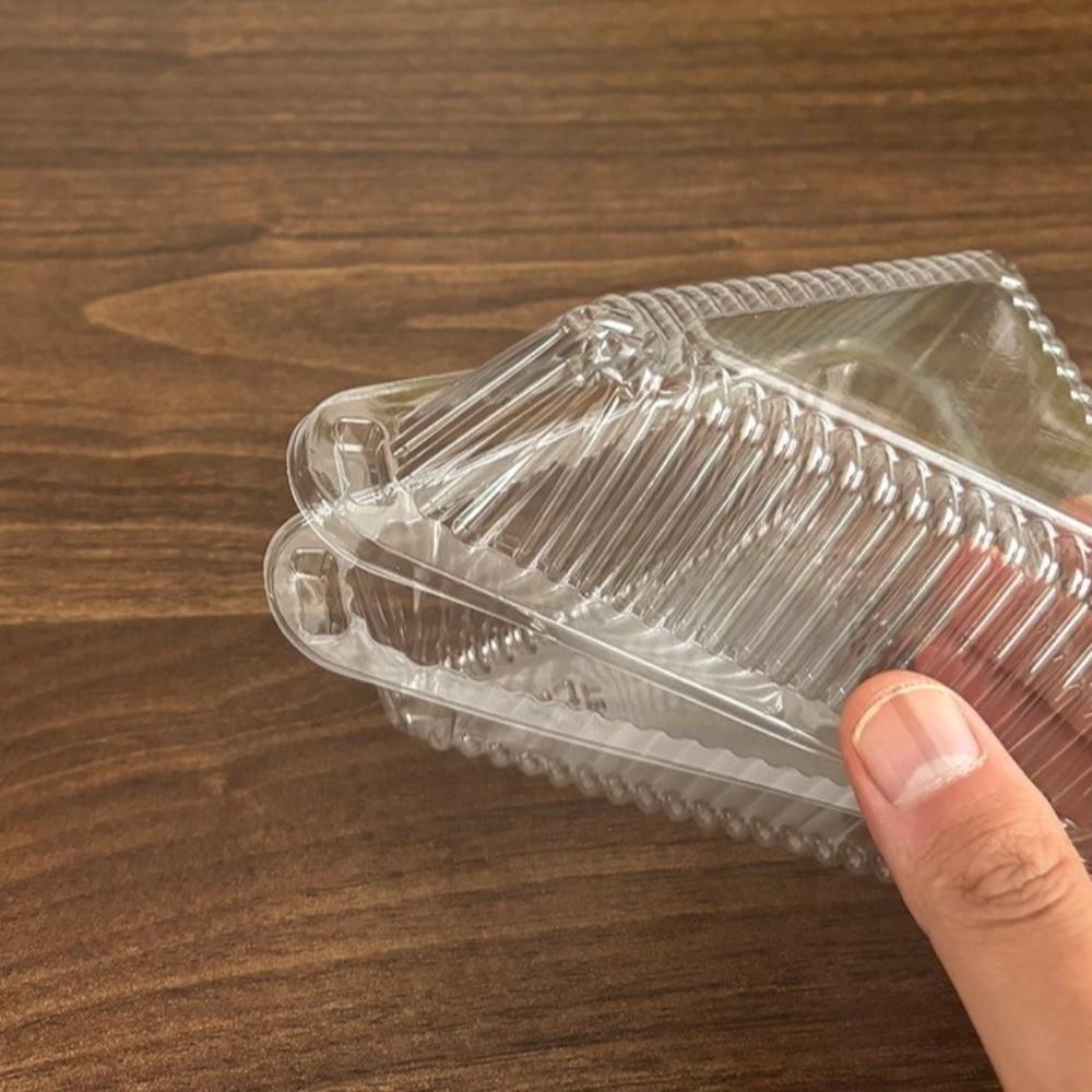50pcs PET Plastic Cake Slice Containers Disposable Pie Package Box Dessert Storage Box  Bakery Use
