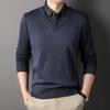Male Autumn Knit Pullover Polo Shirts Shirt Collar Sweater Pullovers Men'S Business Casual Fashion Stripe Top Clothing
