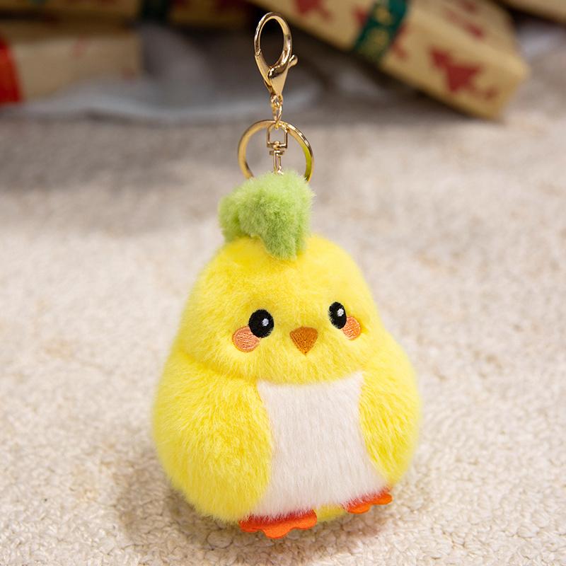 Pretty Cartoon Colorful Chick Plush Toys Cozy Fluffy Mini Chick Toys Funny Hanging Animal Doll Keychain Bags Decor Nice Gift