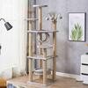 Multifunctional Rattan Cat Tree with Sisal Posts, Velvet Mats, Climbing Platform, Scratch Boards, and Cozy Nest for All Seasons