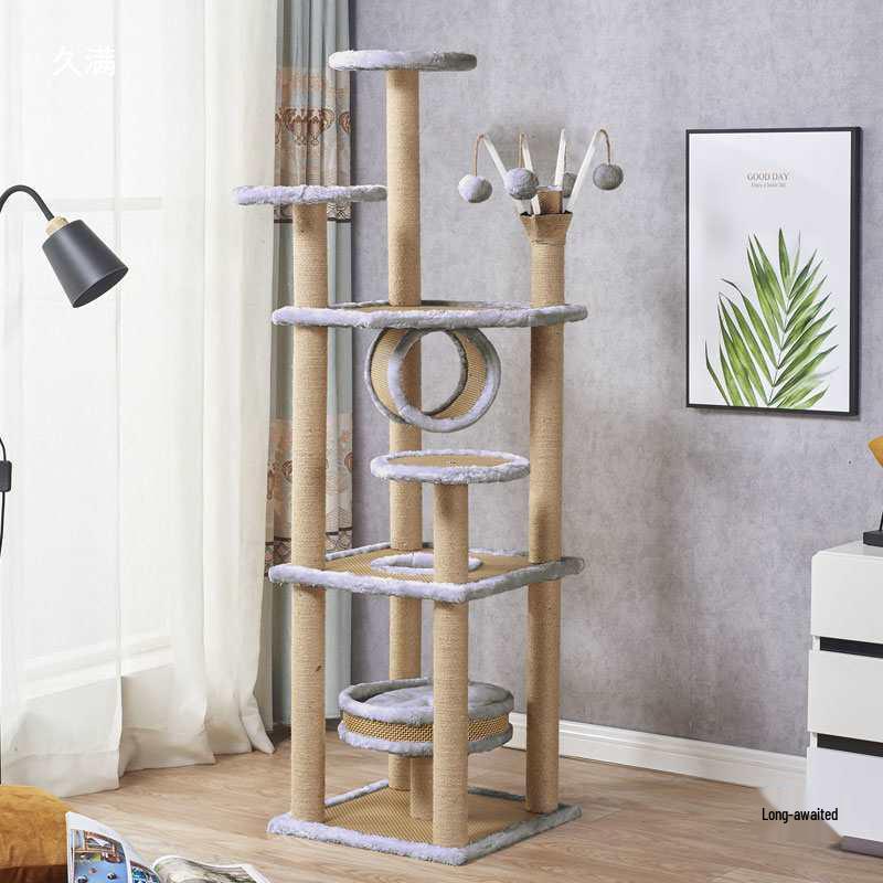 Multifunctional Rattan Cat Tree with Sisal Posts, Velvet Mats, Climbing Platform, Scratch Boards, and Cozy Nest for All Seasons