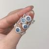 925 Sterling Silver Rings for Women Couple Minimalist Handmade Simple Narrow Blue Stone Ring Fine Jewelry Gift Prevent Allergy