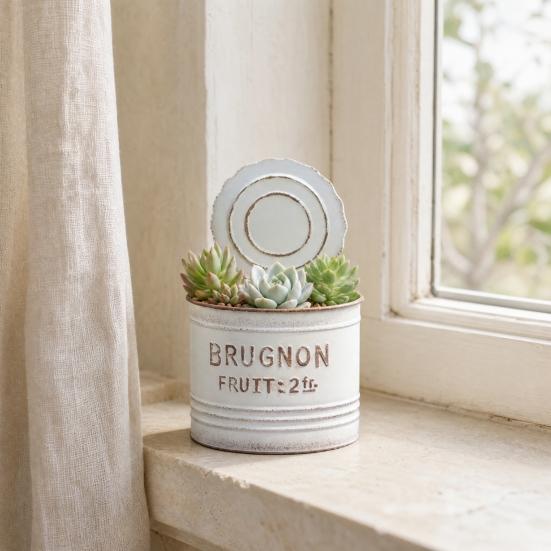 Yousheng 1/2Pcs Vintage Iron Can Decoration, Rusty Metal Can Sculpture, Weather-proof Bucket Flower Pot Ornament for Outdoor,