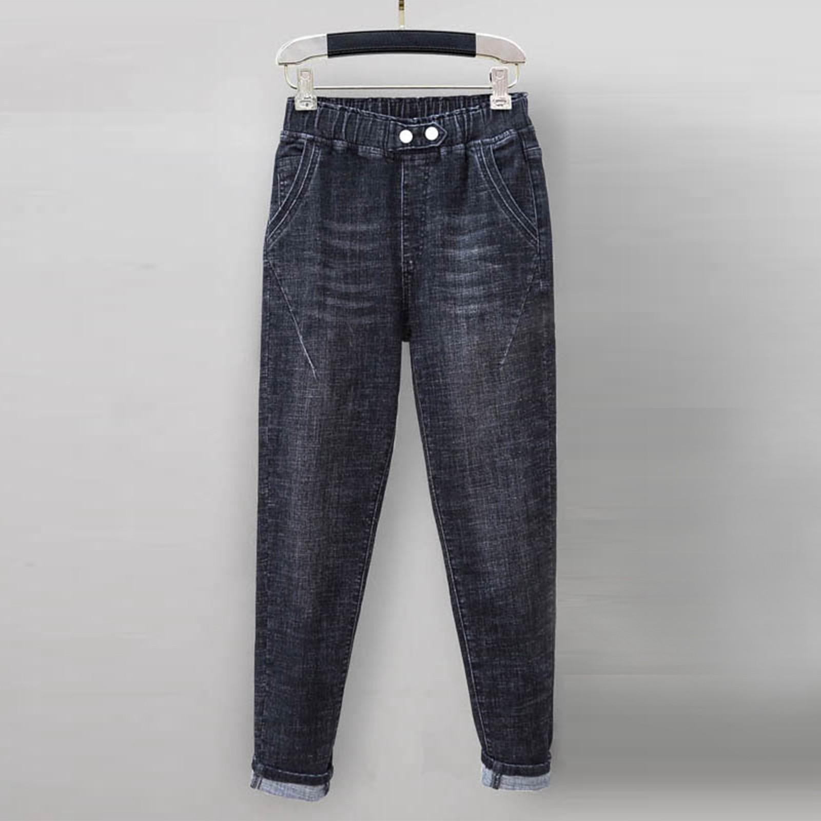 

Женские брюки большого размера, эластичные джинсы, свободные полуэластичные брюки XXXXXXL чёрный