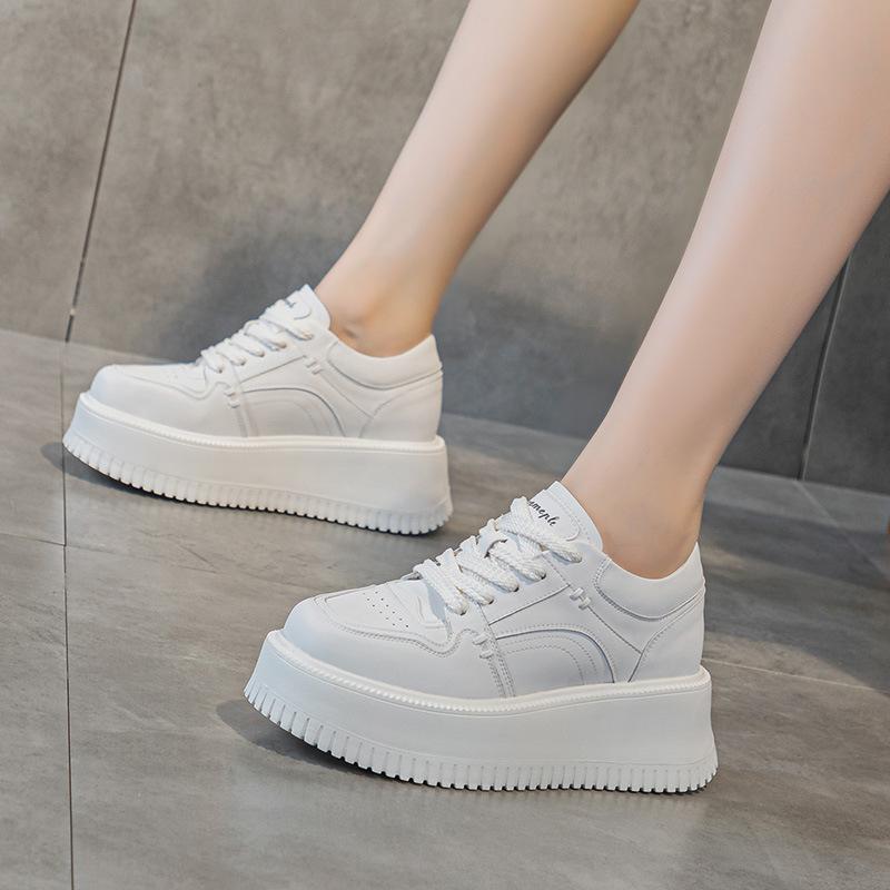 Board shoes 2026 women's versatile fine strap leather casual sports shoes Board shoes Sponge cake shoes