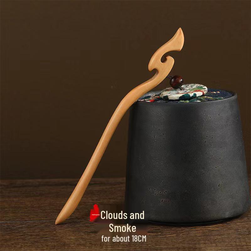 Peach Wood Double-Sided Carved Hairpin for Qipao Hanfu Updo - Ancient Style Accessory