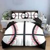 3Pcs Baseball Bedding Set Minimalist Baseball Print Duvet Cover + 2 Pillowcases Black White Red Sports Decor