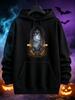 Unisex Gothic Castle Hooded Sweatshirt - Dark Fantasy Streetwear Hoodie with Hooded Pullover & Front Pocket, Suitable for Halloween Cosplay, Winter Pa