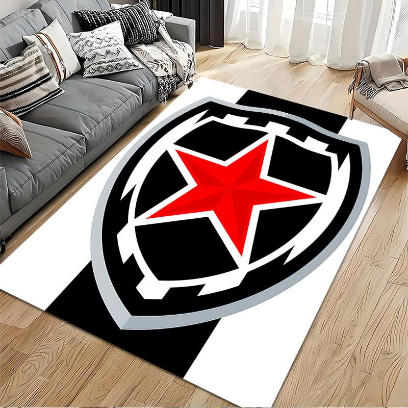 Red Star Shield Pattern Rug Suitable As a Non-slip Mat for the Living Room or Bedroom Sofa