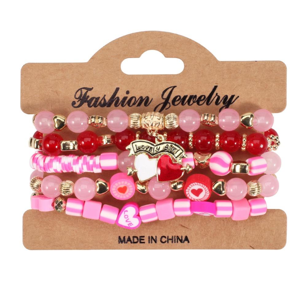 5pcs/set DIY Romantic LOVE Pendant Acrylic Beads Colorful Stone Wristband Bracelet  Hand Decoration
