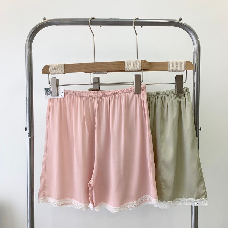 Pure Silk Base Shorts White Safety Pants Easiest for Match Loose Plaid Slimming Anti-Emptied Lace Women's Mulberry Silk