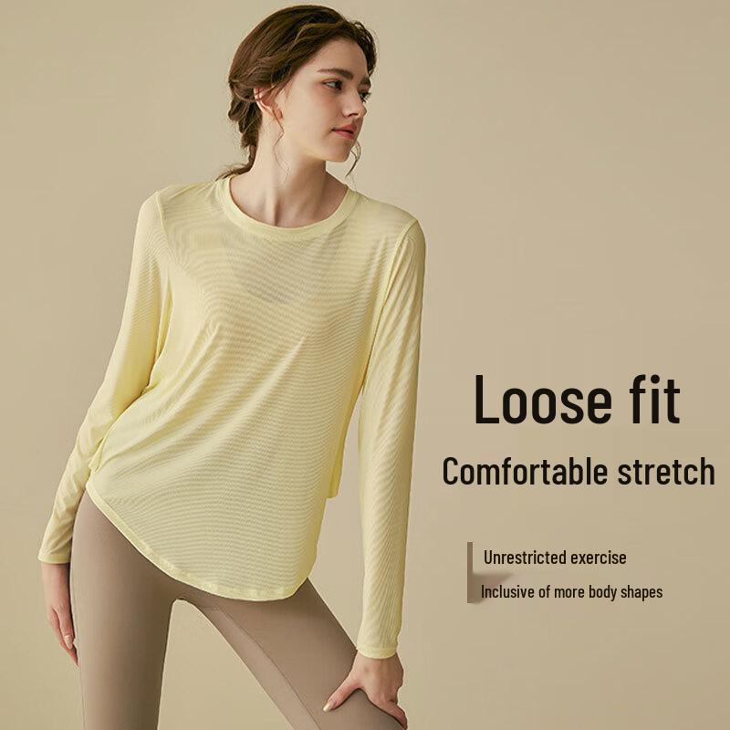 Damen locker sitzendes schnelltrocknendes Langarm Yoga- & Sportoberteil