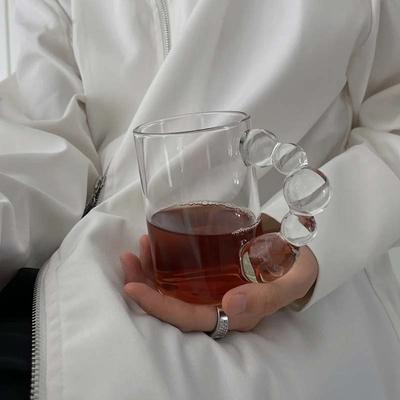 Tazza da caffè in vetro con manico grande, tazza da acqua in vetro trasparente, tazze creative, tazze da caffè e tazzine, stoviglie