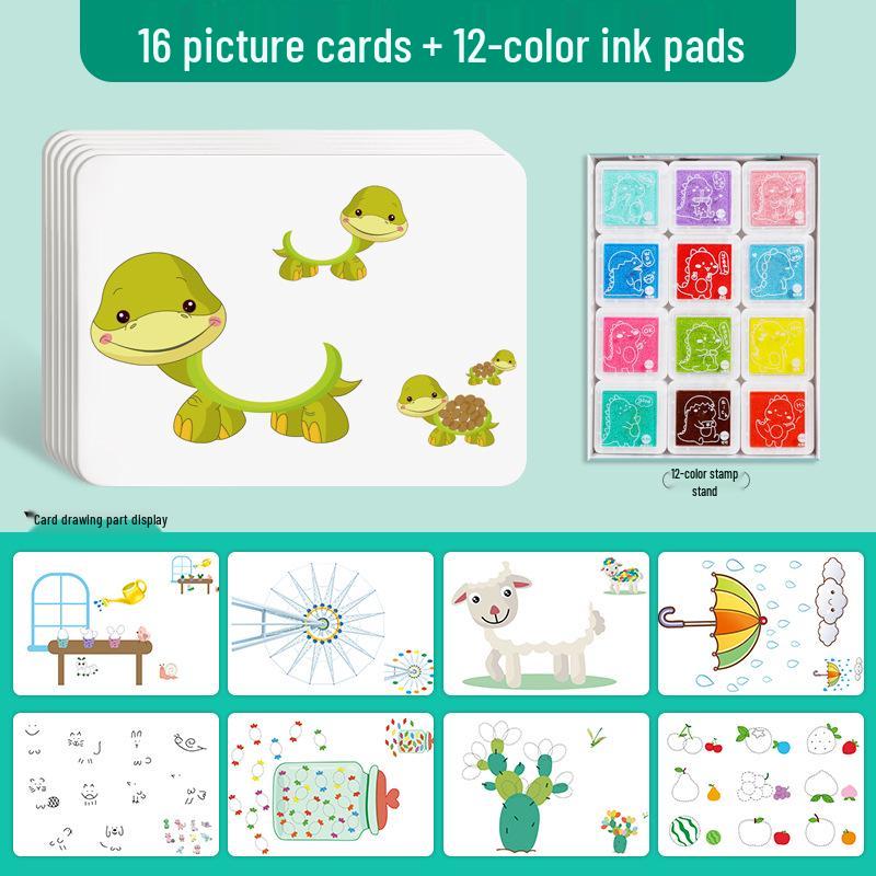 24-Color Children's Finger Painting Inkpad Set - Includes Stamp Pad, Handprint/Fingerprint Palette for Kindergarten