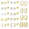 28-Piece Stainless Steel Helix Studs & Butterfly Flower Earrings Set