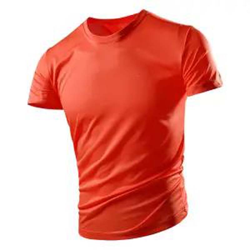 Short-sleeved T-shirt Men's Quick-drying Clothes Summer Solid Color Breathable Large Size Summer Sports Ice Silk T-shirt Top
