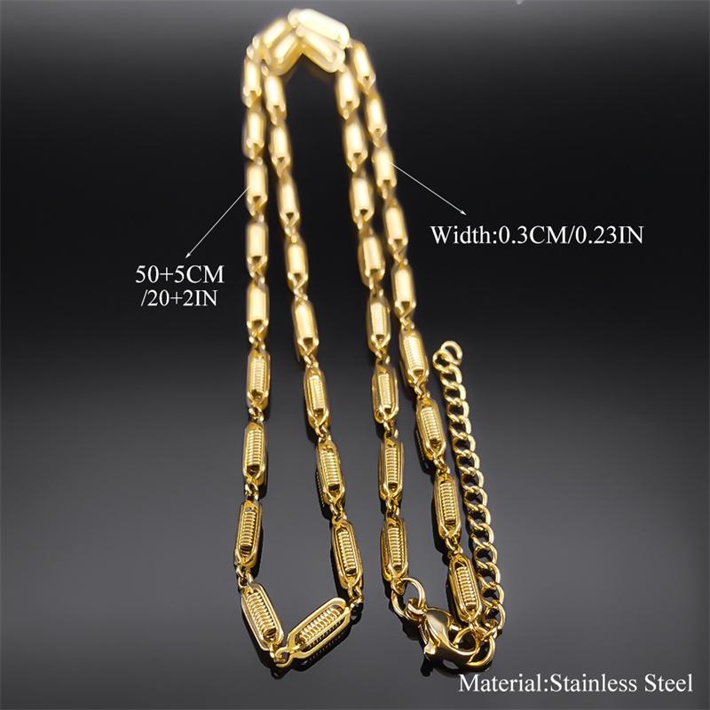 Y2K Minimalism Spring Shaped Link Chain Necklace for Women Men Stainless Steel Gold Color Cool Stylish Punk Rock Jewelry Collar