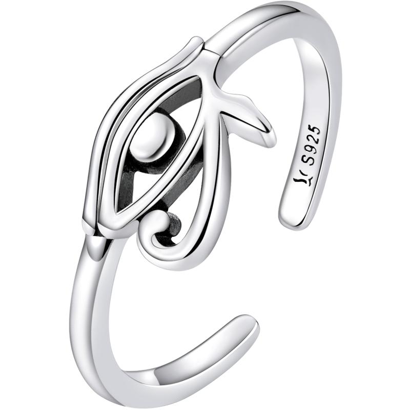 

BAMOER Стерлингового Серебра 925 пробы Глаз Гора Египет Защитное Открытое Кольцо для Женщин Личное Крутое Кольцо Модные Ювелирные Изделия Подарок Size 5-7