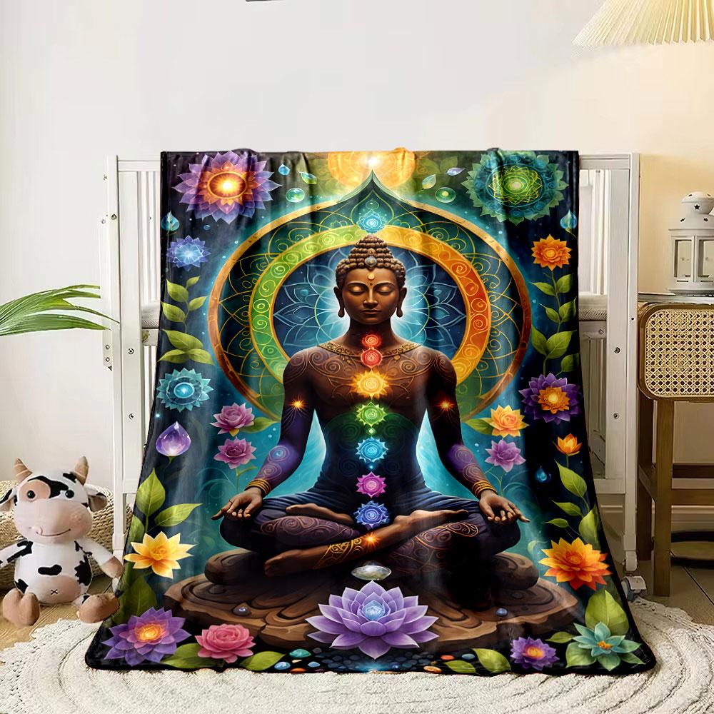 Buddha Čakra Meditační deka Deka do ložnice Deka do obývacího pokoje Pohovka polední přestávka Měkká přehoz pro kamaráda Festivalový dárek