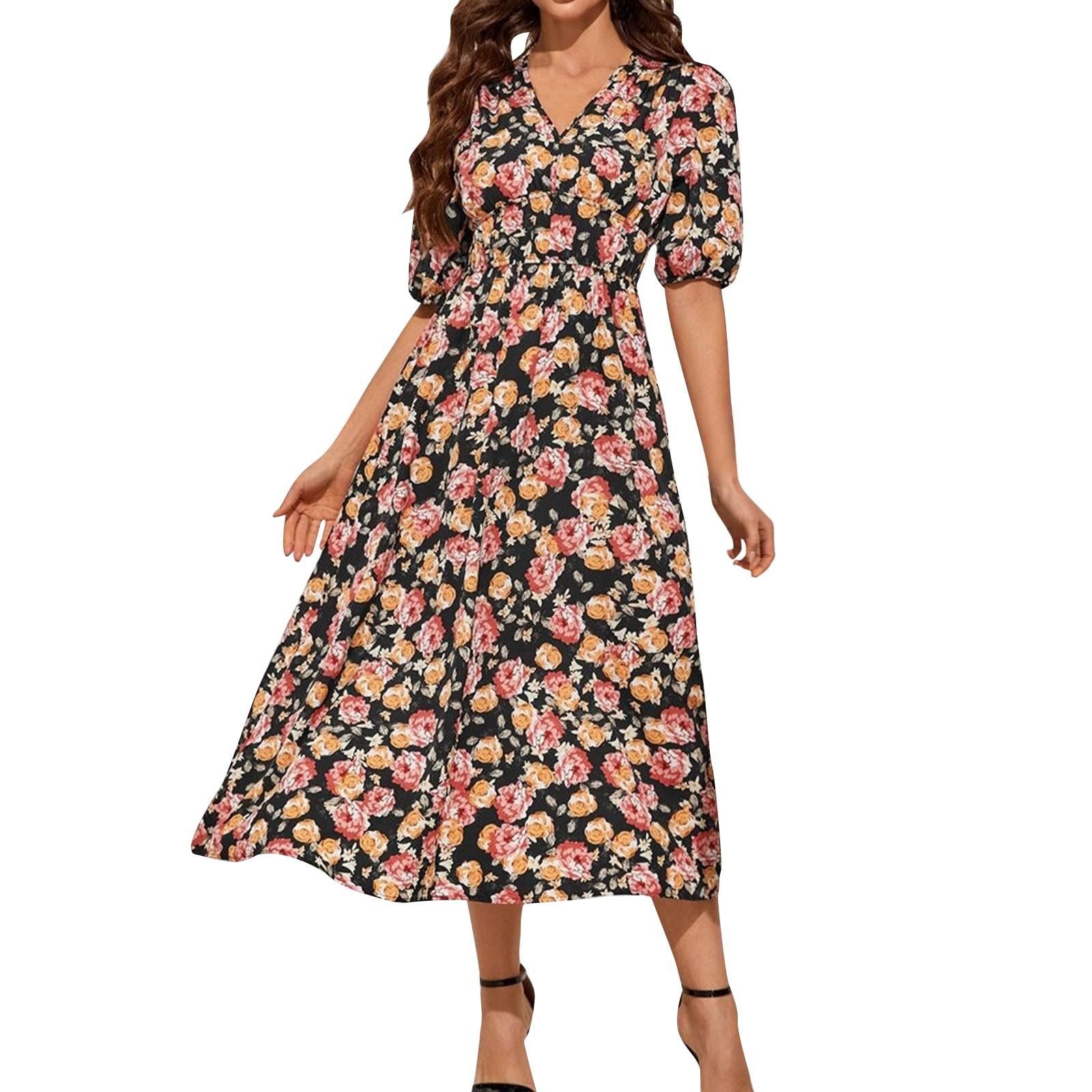 

Women s Dresses Boho Long Floral Geometric Fashion Dresses L
