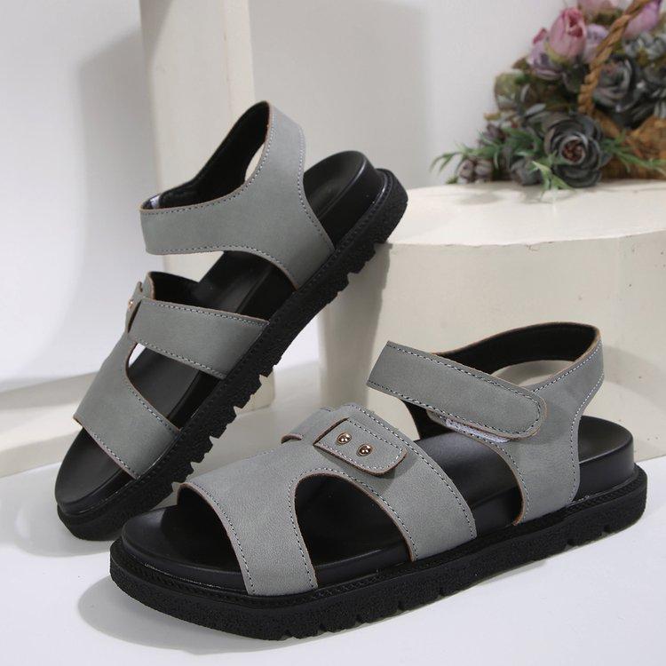 Fashion 2025 Large Size Women Sandals  New Style One-word Solid Color Casual  Thick Bottom Fashionable Beach Sandals Sandalias De Mujer