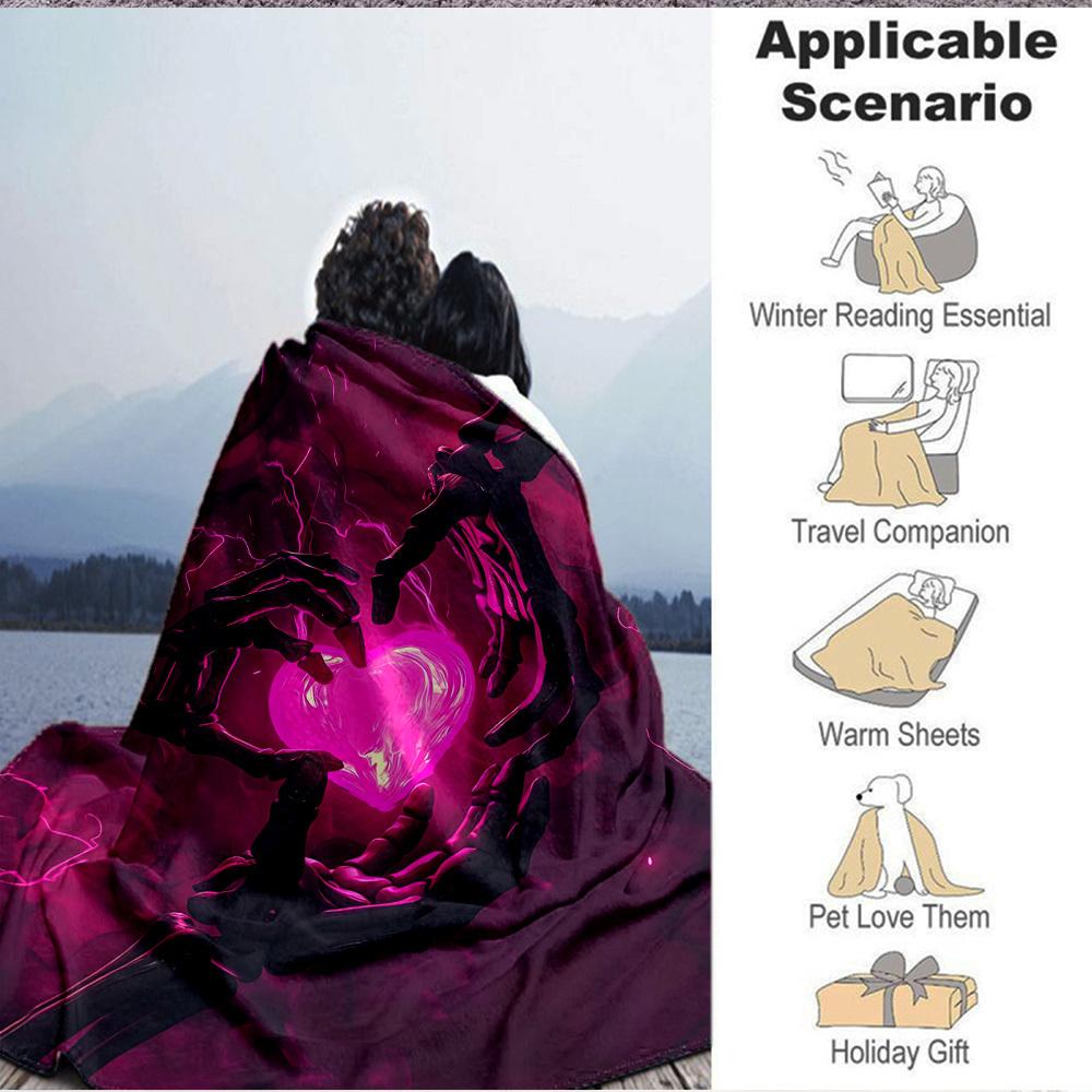 1pc Skelelove Heartbeat Blanket, Lightweight Flannel Throw Blanket for Sofa, Bed, Travel, Camping, Living Room, Office, Couch, Chair, and Bed