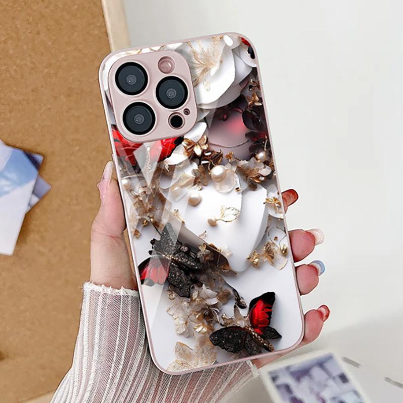 Hülle aus gehärtetem Glas für iPhone 15 Pro Max Funda iPhone 11 13 14 15 12 XR 7 8 Plus X Xs 13pro 15pro Leopard-Print-Hülle Coque