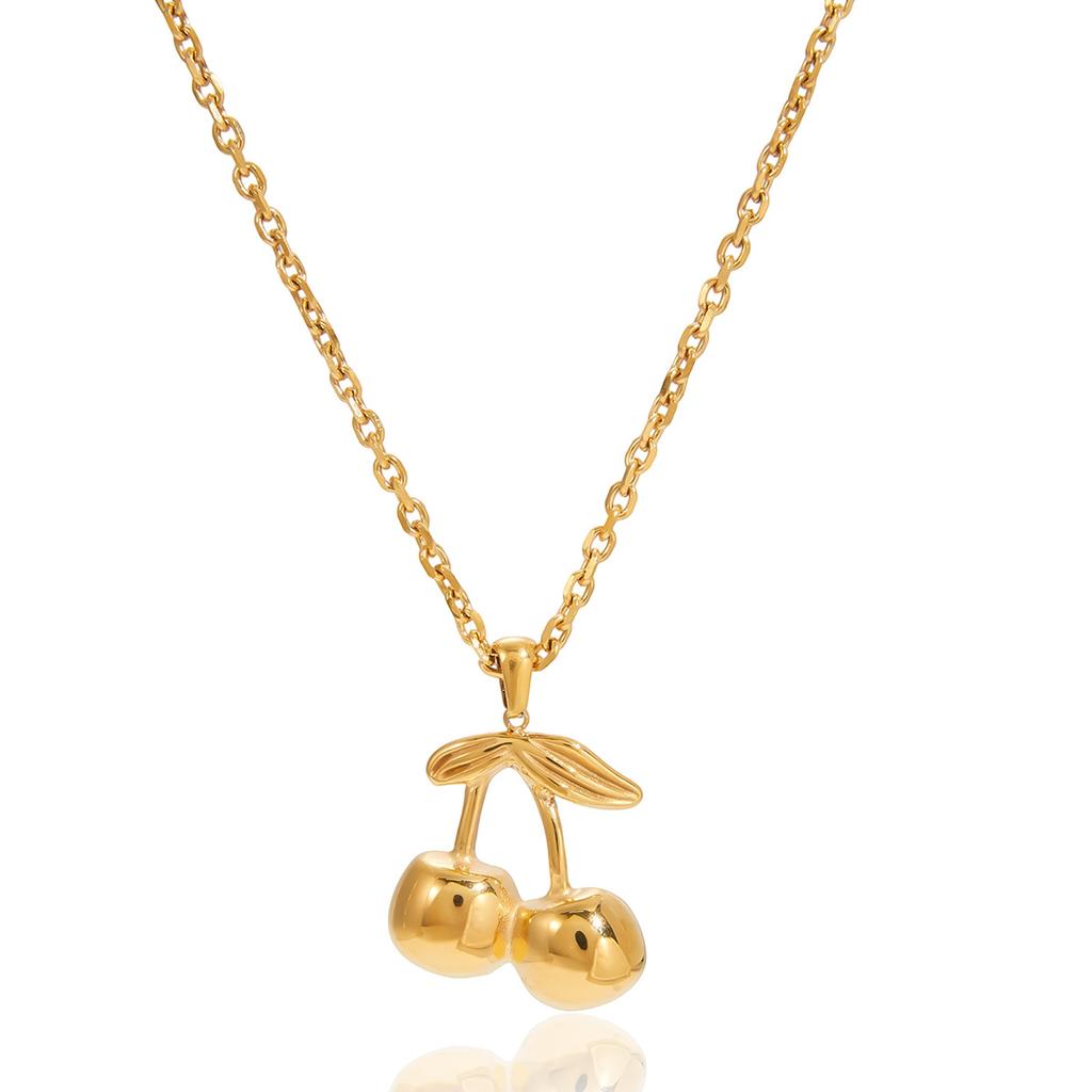 Cherry Titanium Steel Necklace Accessories Women's Light Luxury High-end Clavicle Chain Rust Steel Jewelry