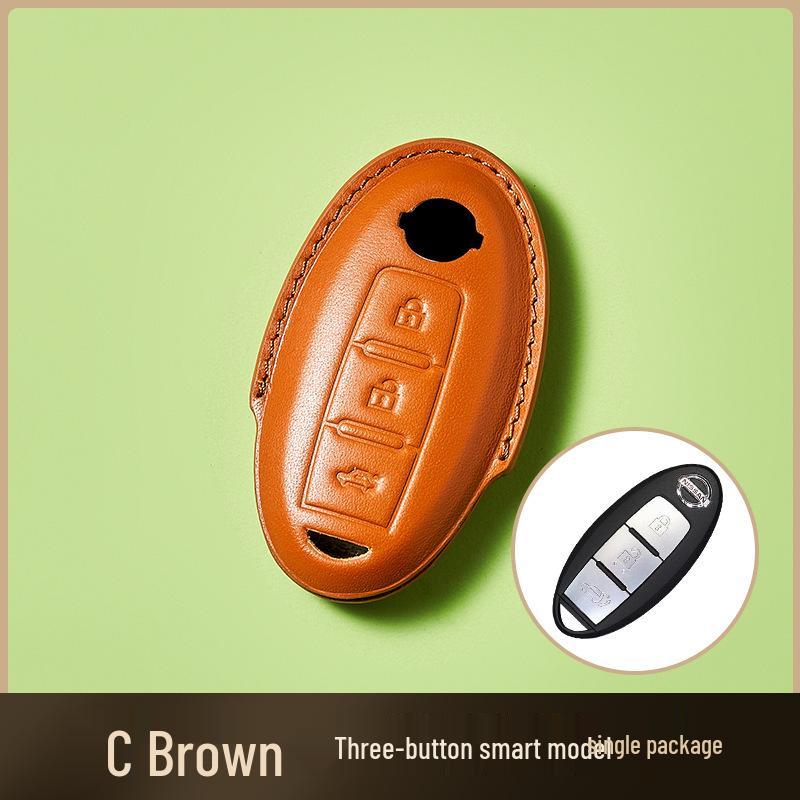 

Ключница из коровьей кожи растительного дубления для ключа от автомобиля New Sylphy Murano, ручная работа, дизайн с пряжкой для мужчин