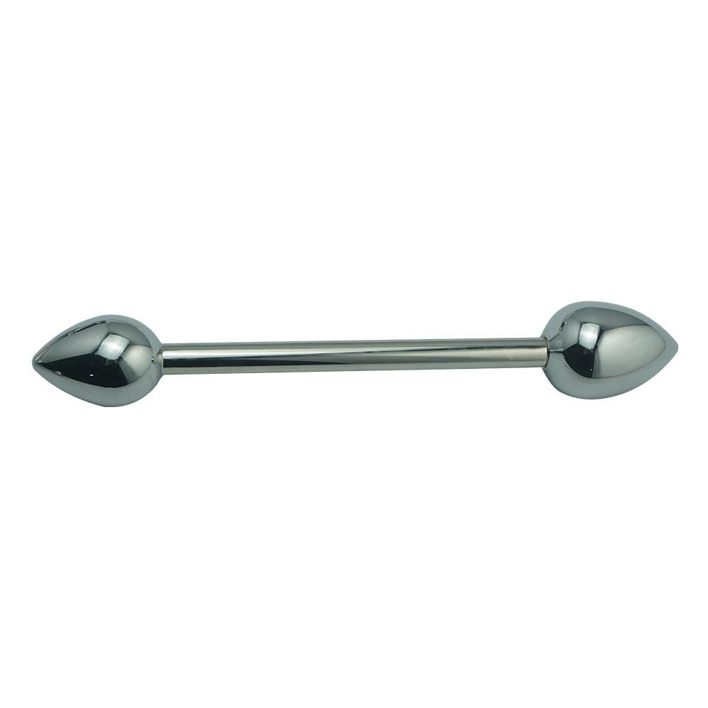Stainless Steel Metal Sexy Masturbation Back Court Double-Headed Replaceable Anal and Vaginal Plug Adult Sex Health Care Products