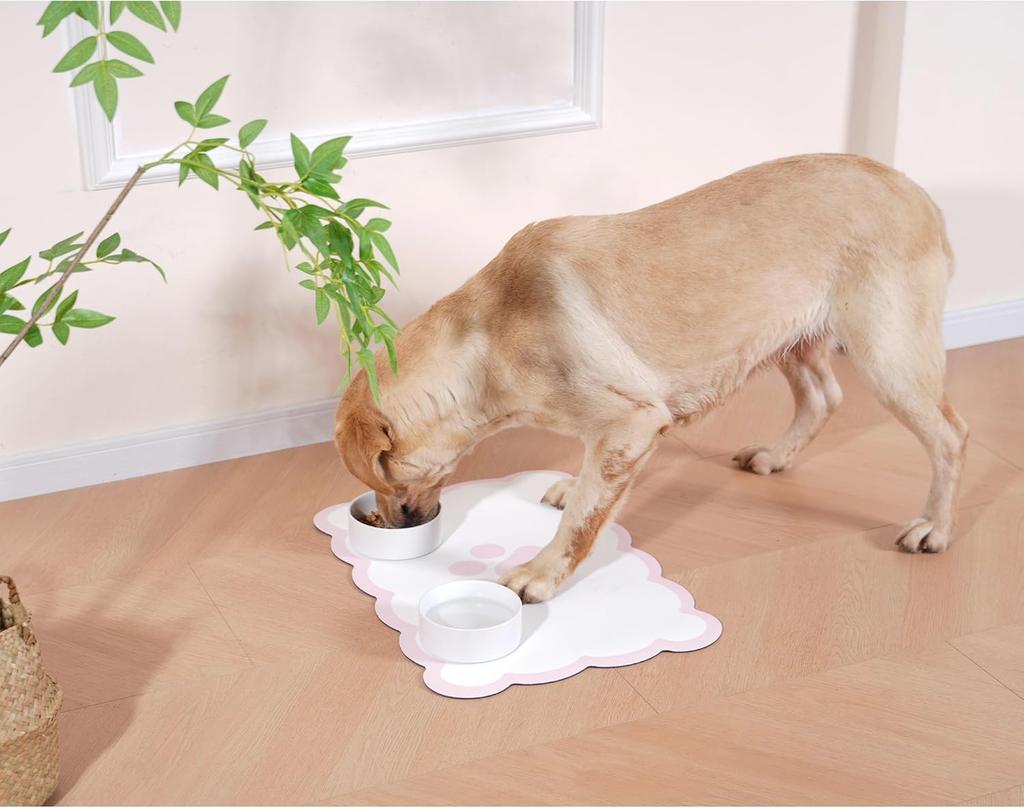Kaseremy Pet Feeding Mat for Cats and Diatomaceous Cute Easy to Clean 40 x 60 Dogs, Earth, Non-Slip, Placemat, Absorbent, Quick-Drying, Asbestos-Free,