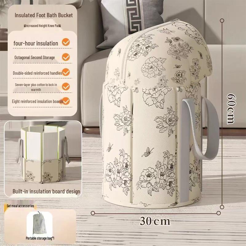 Portable Foldable Insulated Foot Bath Bucket for Adults - High Deep Over Calf Design