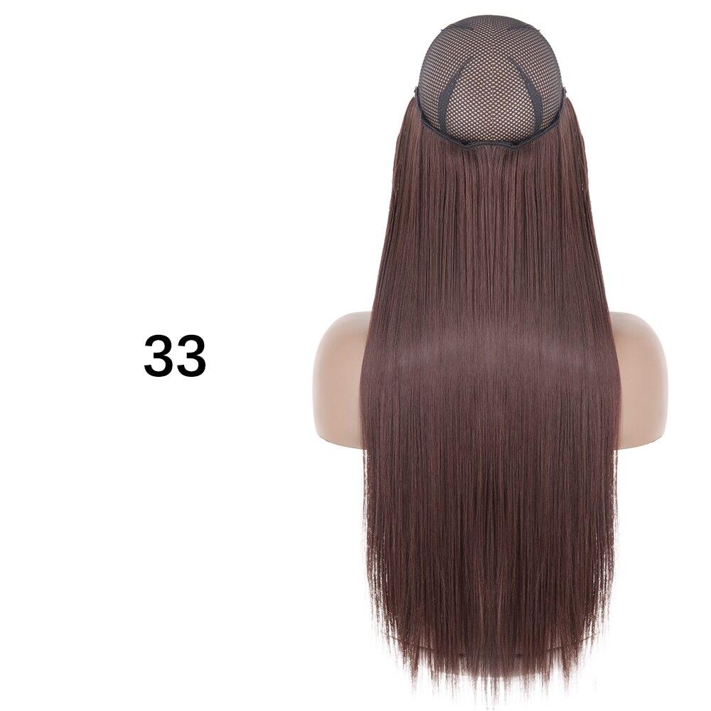 MERISIHAIR Clip-less Synthetic Hair Extensions Invisible Line Hairpiece 16 22 32 Inches Natural Black Brown Blonde for Women