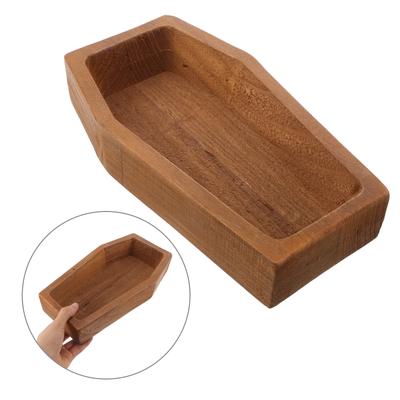 Halloween Coffin Shaped Wooden Tray Rustic Solid Wood Serving Platter for Snacks Fruits Appetizers Party Food Platter