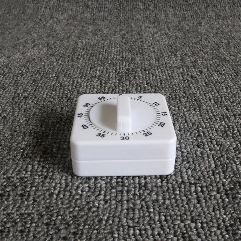 Kitchen Square Timer 60 Minute Simulated Mechanical Rotation Timer Reminder Kitchen Cooking Timer White