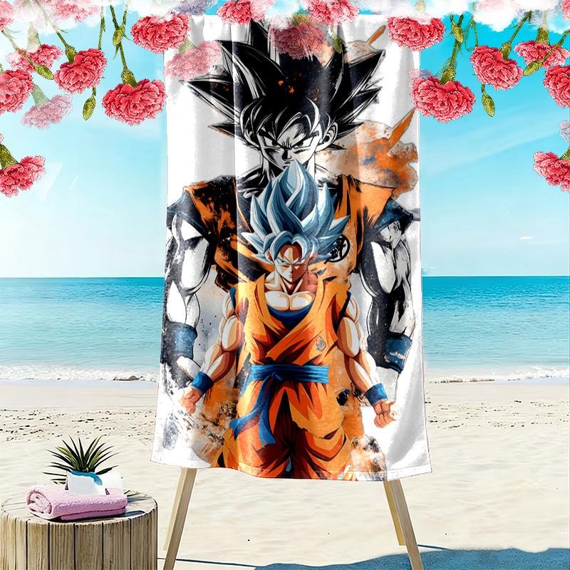 Son Goku Print Beach Towel, Large Soft Quick Dry Towel for Beach Camping Swimming