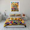 Juego de Ropa de Cama con Arte de Furgoneta Hippie Colorida con 1 Funda de Edredón 2 Fundas de Almohada Individual Doble King Queen, Regalo
