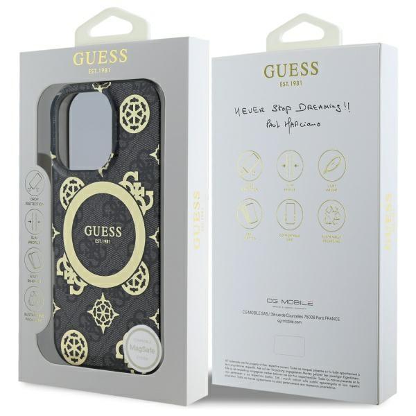 Guess Guhmp16Lh4Pyeek Iphone 16 Pro 6.3 Czarny/Black Hardcase Iml Peony On 4G Background Magsafe